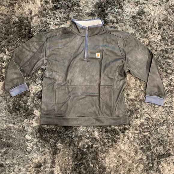 Carhartt Men's XL Olive Green Vtg 1/4 Zip Front Pockets Lightweight Jacket - Picture 1 of 6